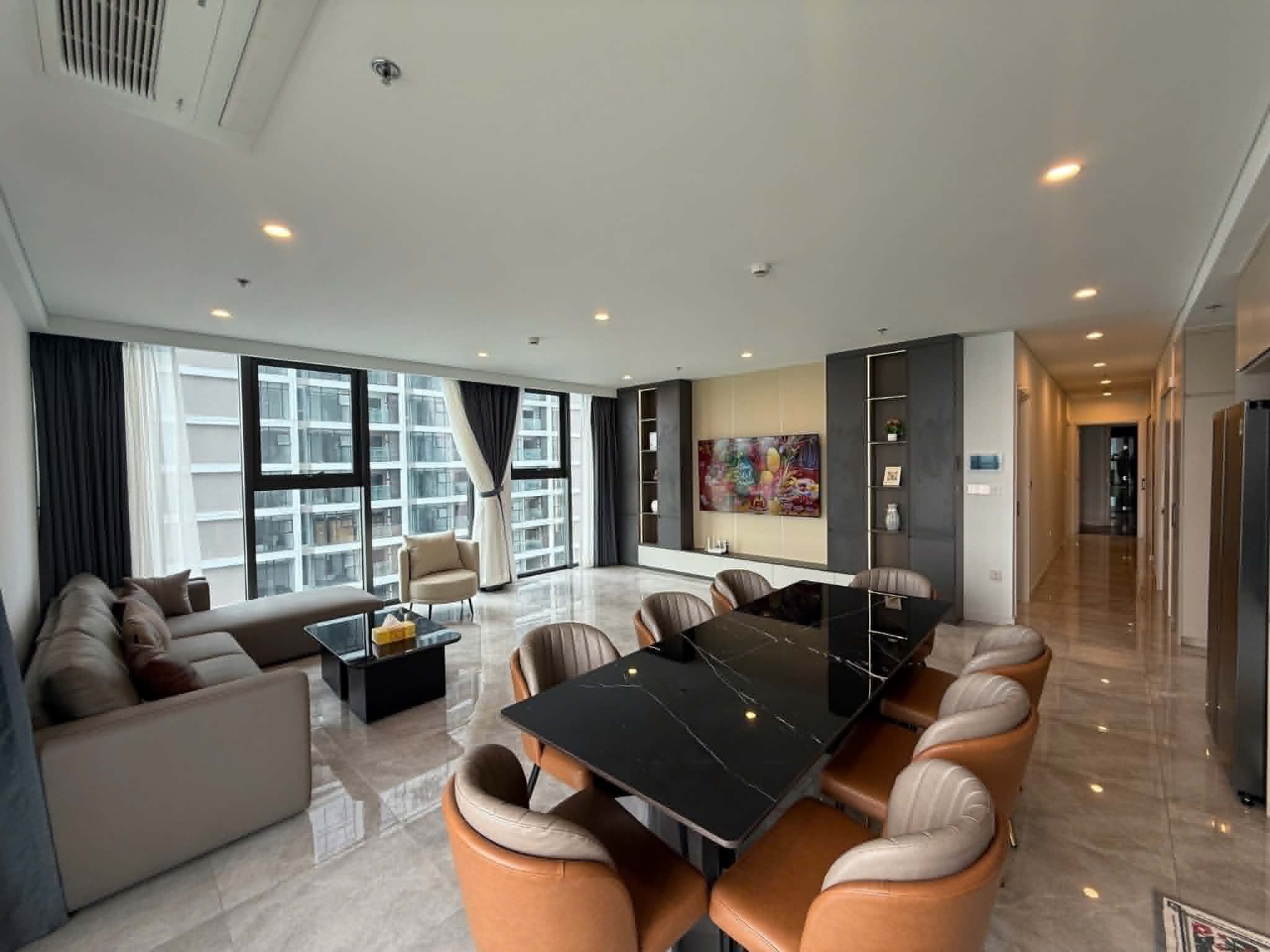 Panoramic living and dining room of a DaNang Nest penthouse